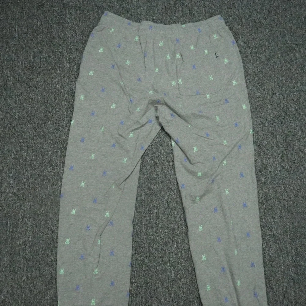 Psycho Bunny Pants Mens Medium Gray Print All Over Sleepwear Pockets Lightweight